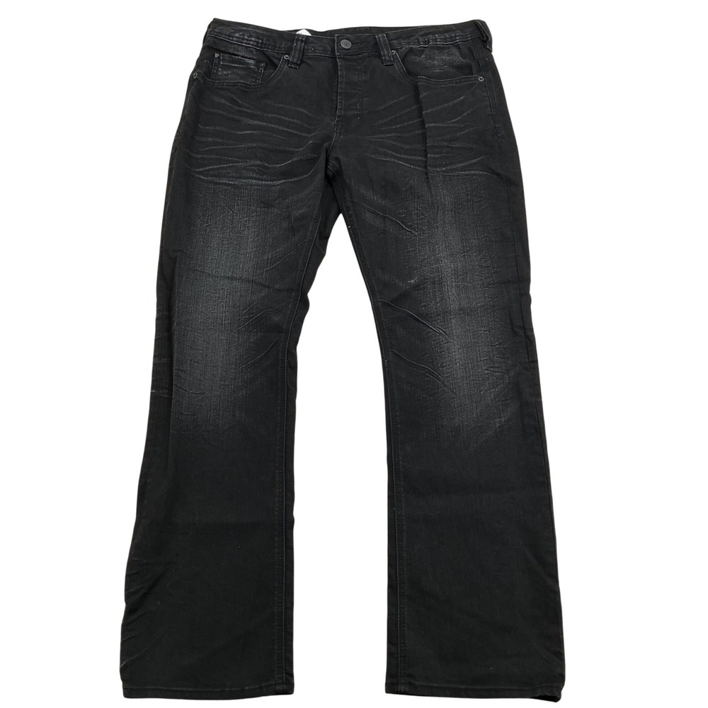 Buffalo David Bitton Evan-X Jeans Mens 36x32 Black Slim Straight Stretch Edgy